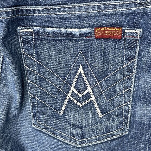 7 for All Mankind Jeans A Pocket Flip Flop Flared Womens Sz 27 (31”x 30.5”) Blue - Picture 7 of 16